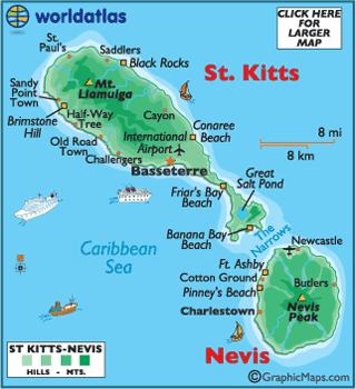 saint kitts and nevis map